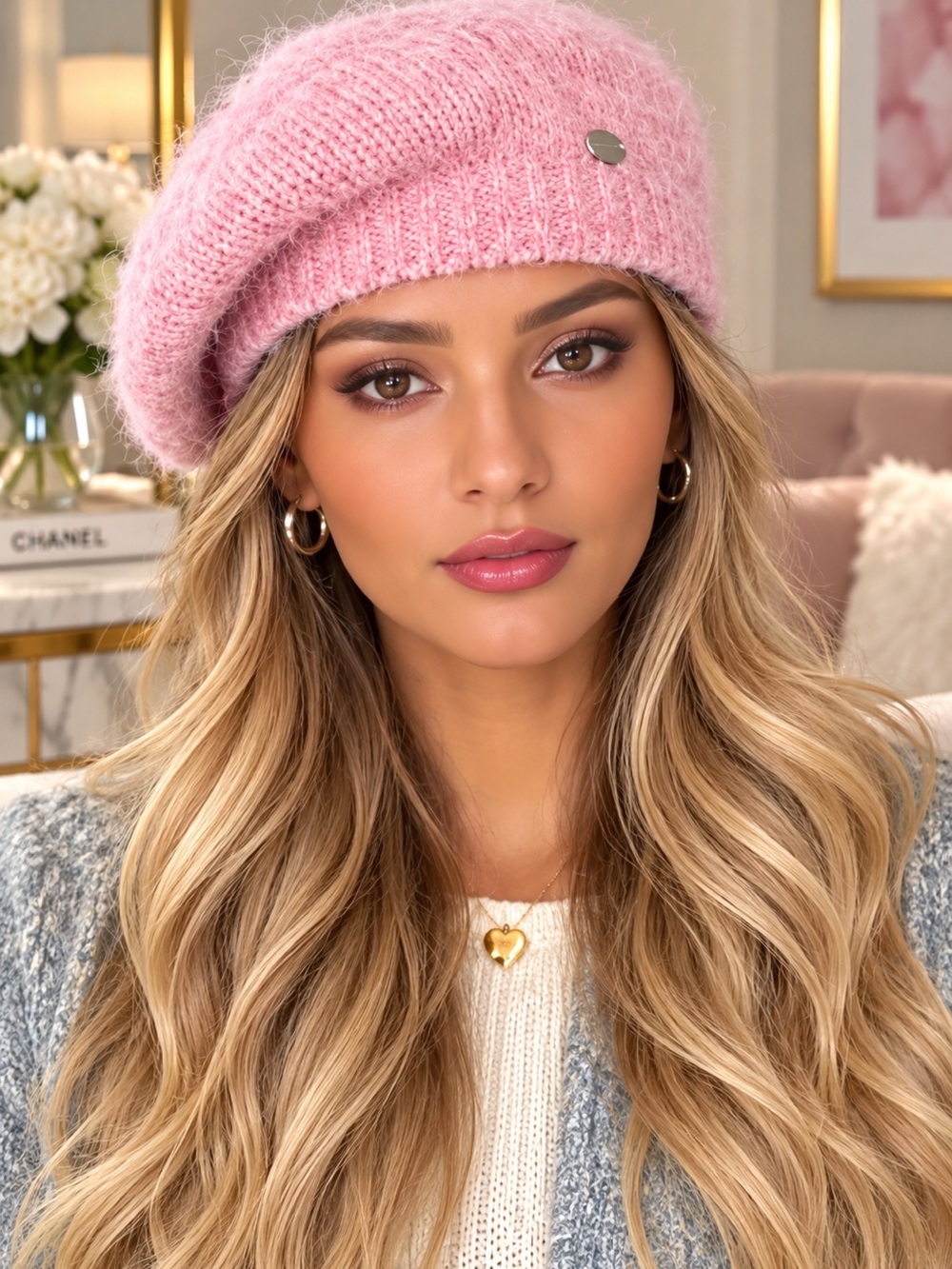 Soft Knit Pink Beret — Women Accessories